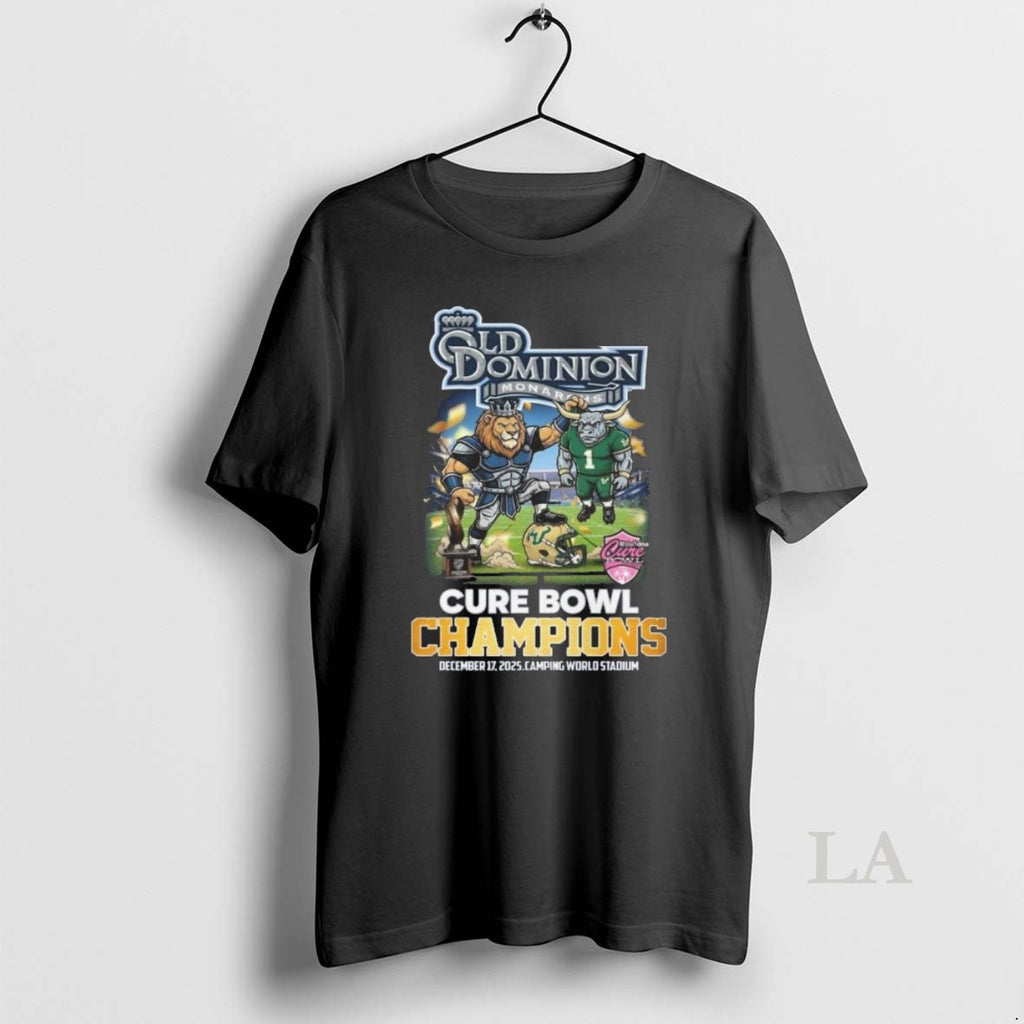Original Old Dominion Monarchs Cure Bowl Champions 2025 Celebration Mascot T-Shirts, Hoodie, Sweatshirt | InkRitualCo.com