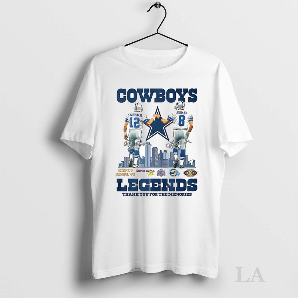 Original Roger Staubach And Troy Aikman Dallas Cowboys Legends Thank You For The Memories Signatures T-Shirts, Hoodie,...