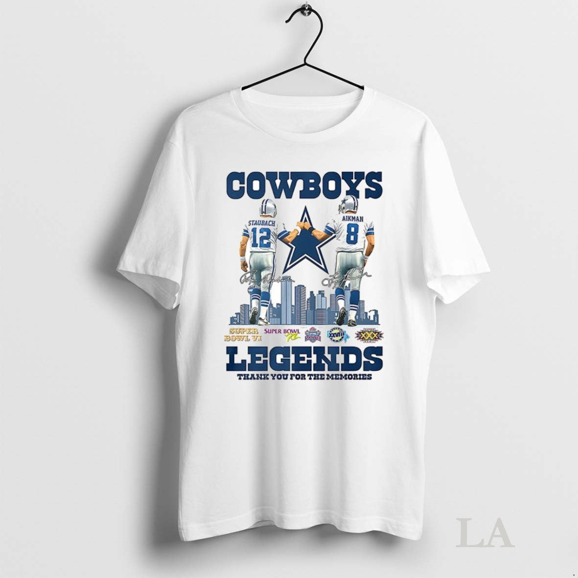 Original Roger Staubach And Troy Aikman Dallas Cowboys Legends Thank You For The Memories Signatures T-Shirts, Hoodie,...