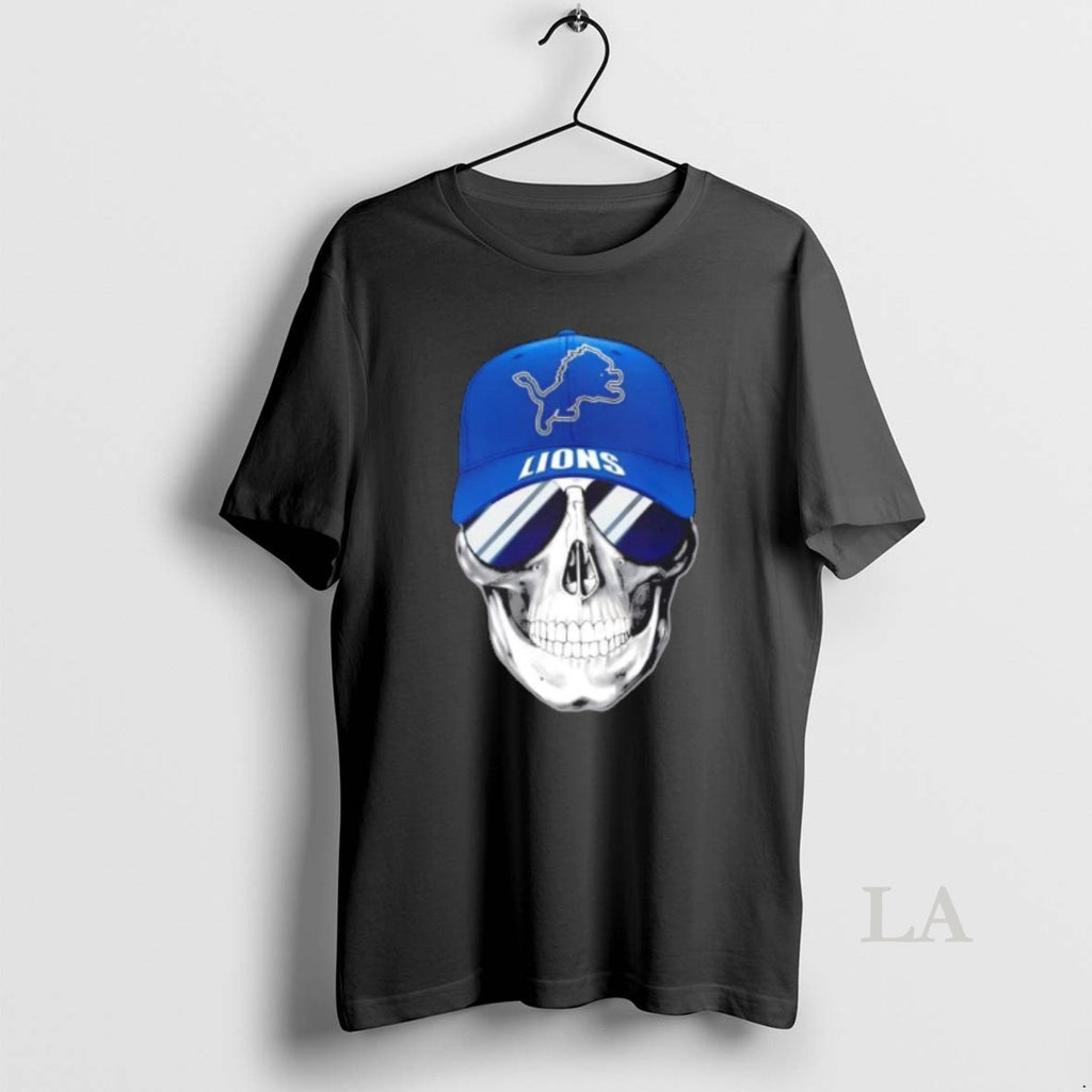 Original Skull Wearing A Cap And Smile Detroit Lions Fans T-Shirts, Hoodie, Sweatshirt | InkRitualCo.com