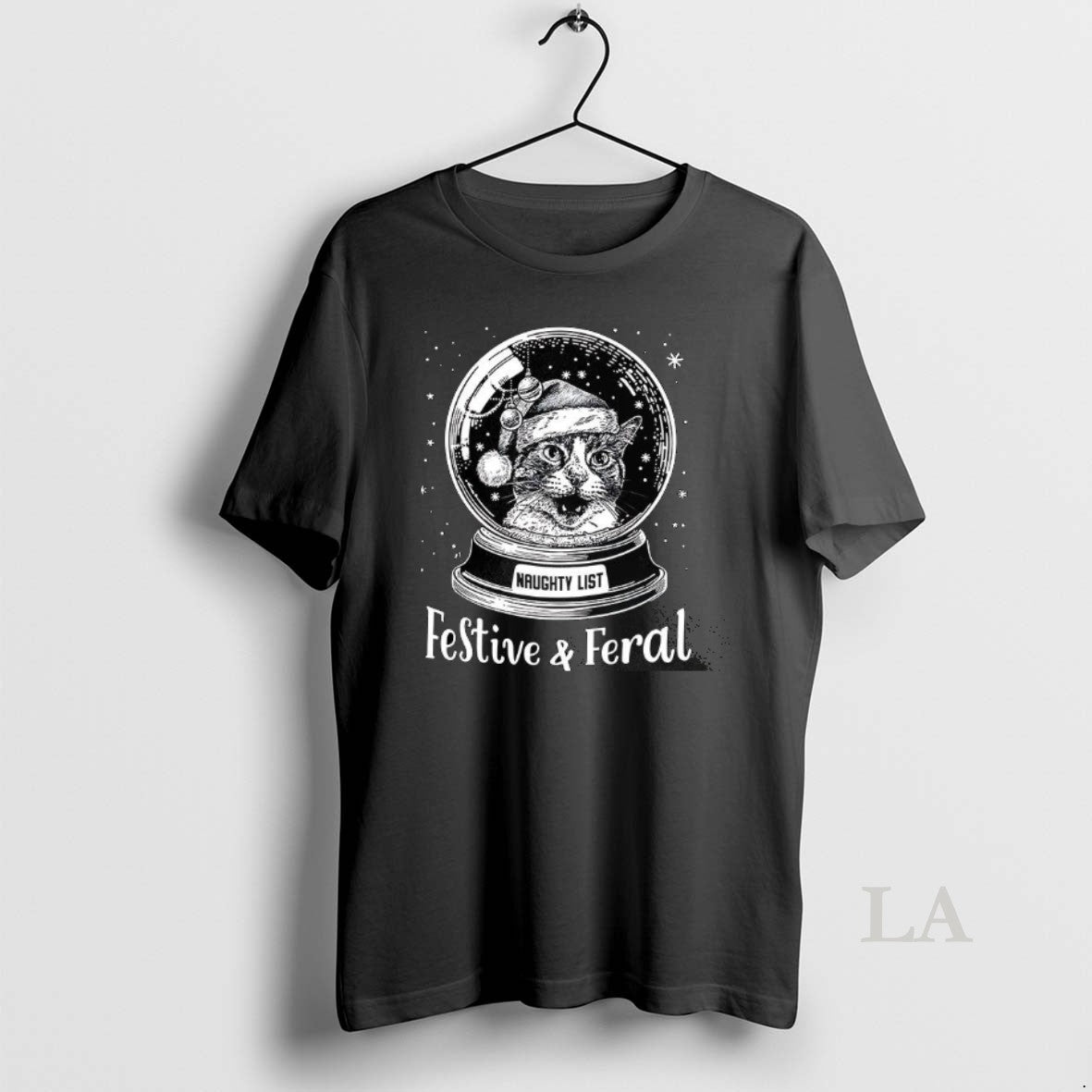 Original Snow Globe Cat Festive And Feral Naughty List Christmas T-Shirts, Hoodie, Sweatshirt | InkRitualCo.com