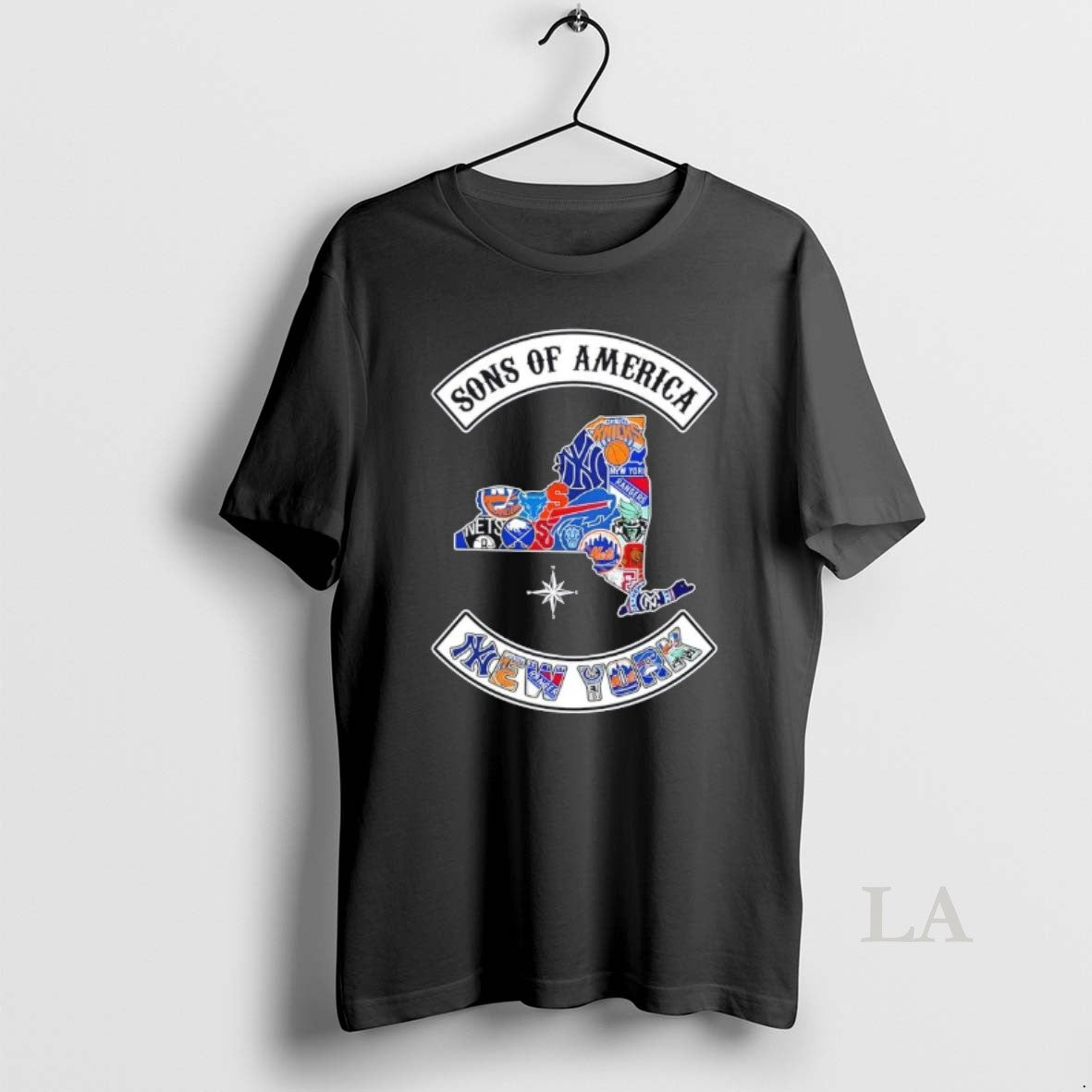 Original Son Of America New York Map Sports Logos Combine T-Shirts, Hoodie, Sweatshirt | InkRitualCo.com