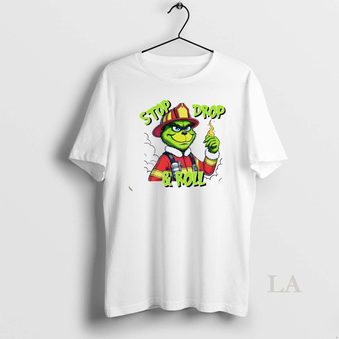 Original Stop Drop And Roll Grinch Christmas Fireman White T-Shirts, Hoodie, Sweatshirt | InkRitualCo.com