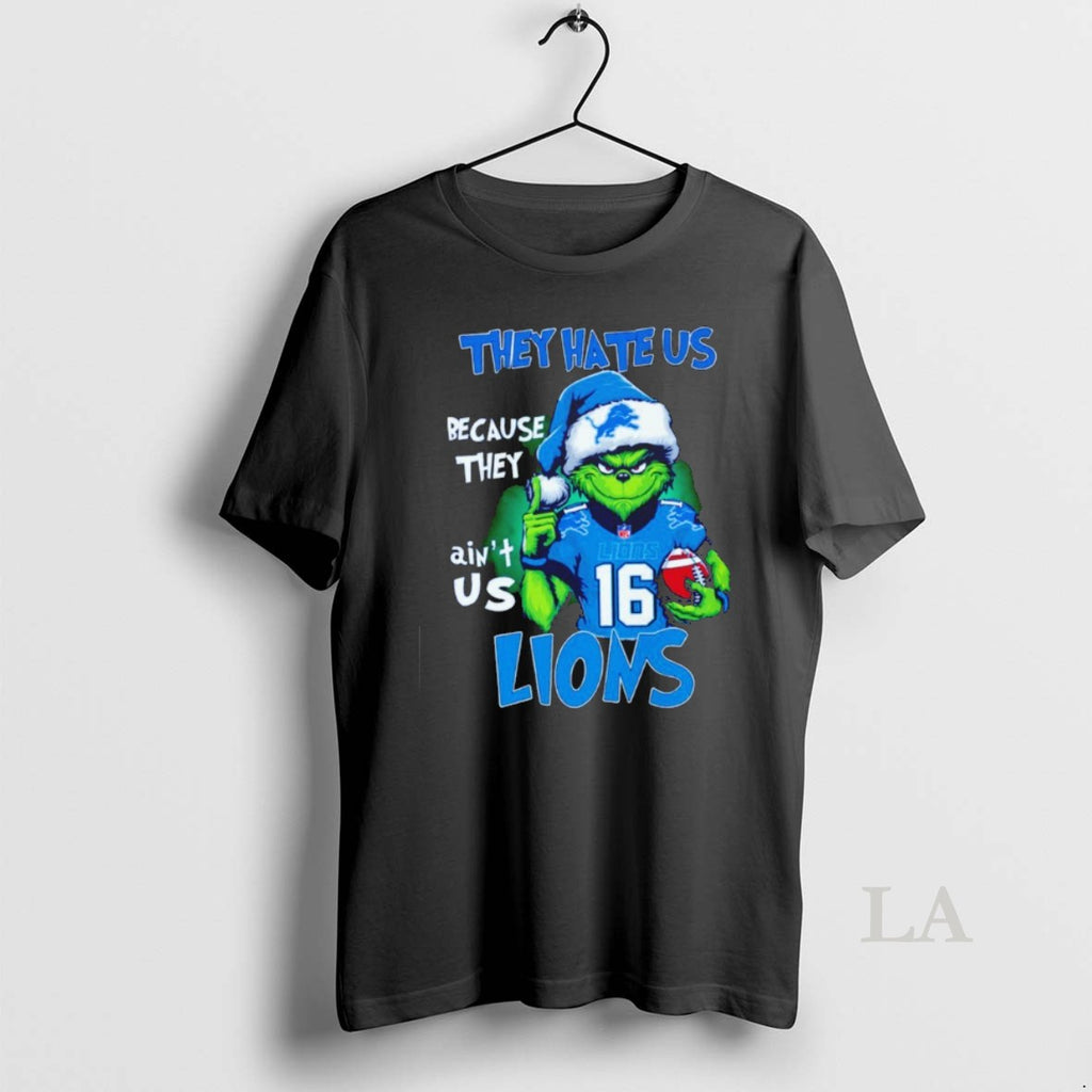 Original The Grinch They Hate Us Because They Aint Us Detroit Lions Christmas T-Shirts, Hoodie, Sweatshirt | InkRitualCo.com