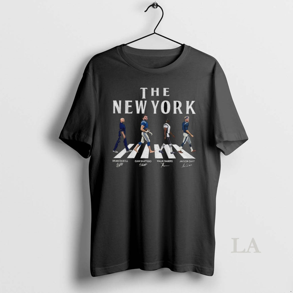 Original The New York Walking Road Signatures Football Jaxson Dart Malik Nabers Cam Skattebo T-Shirts, Hoodie, Sweatshirt