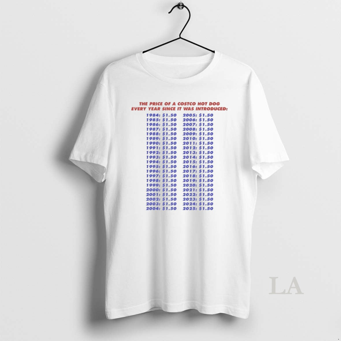 Original The Price Of A Costco Hot Dog Every Year Since It Was Introduced T-Shirts, Hoodie, Sweatshirt | InkRitualCo.com