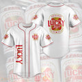 FASHION Original Lucky Lager 1934 Baseball Jerseys Botton Shirt
