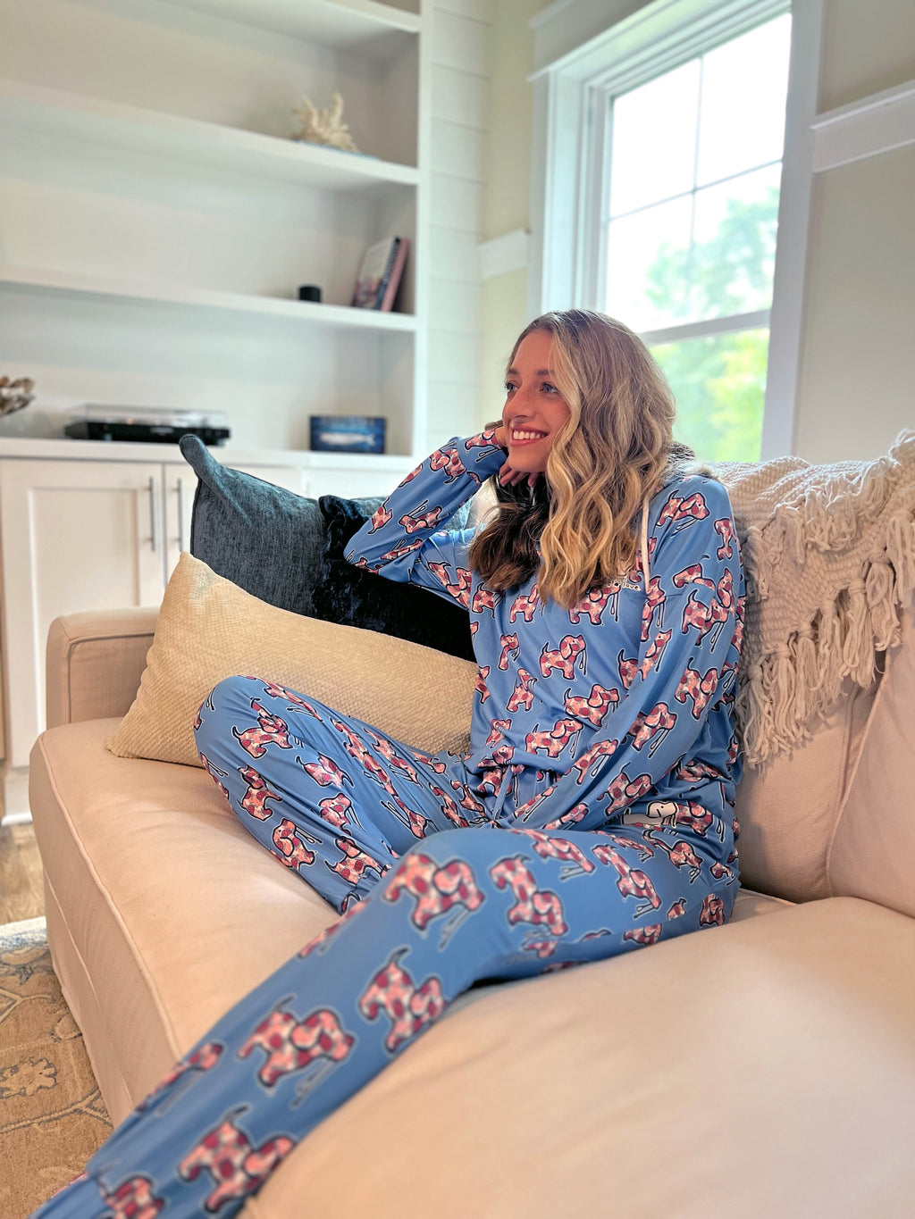 CORAL TURTLE PATTERN LOUNGE HOODIE