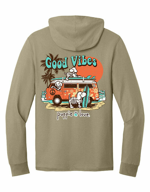 BEACH BUS SKELETON PUPS, ADULT HOODIE TEE
