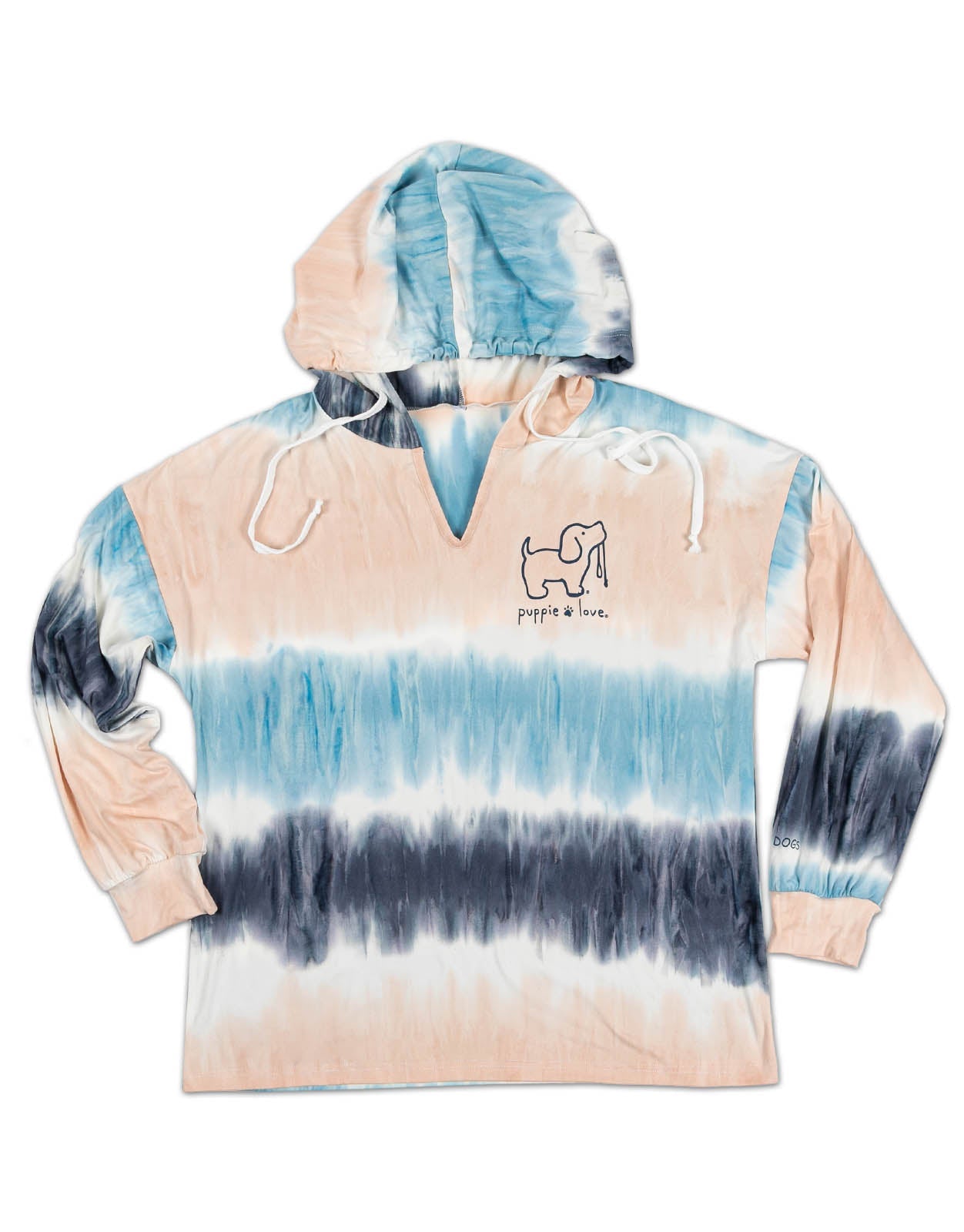 PEACH/BLUE STRIPED TIE DYE LOUNGE HOODIE