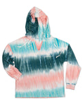 PINK/TURQUOISE STRIPED TIE DYE LOUNGE HOODIE