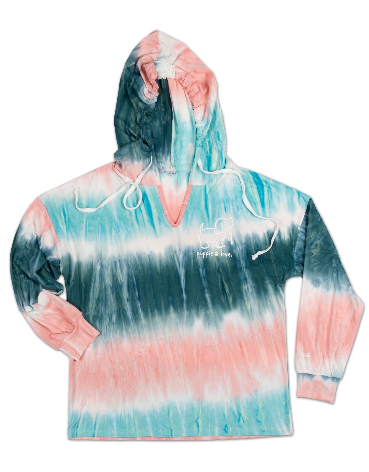 PINK/TURQUOISE STRIPED TIE DYE LOUNGE HOODIE