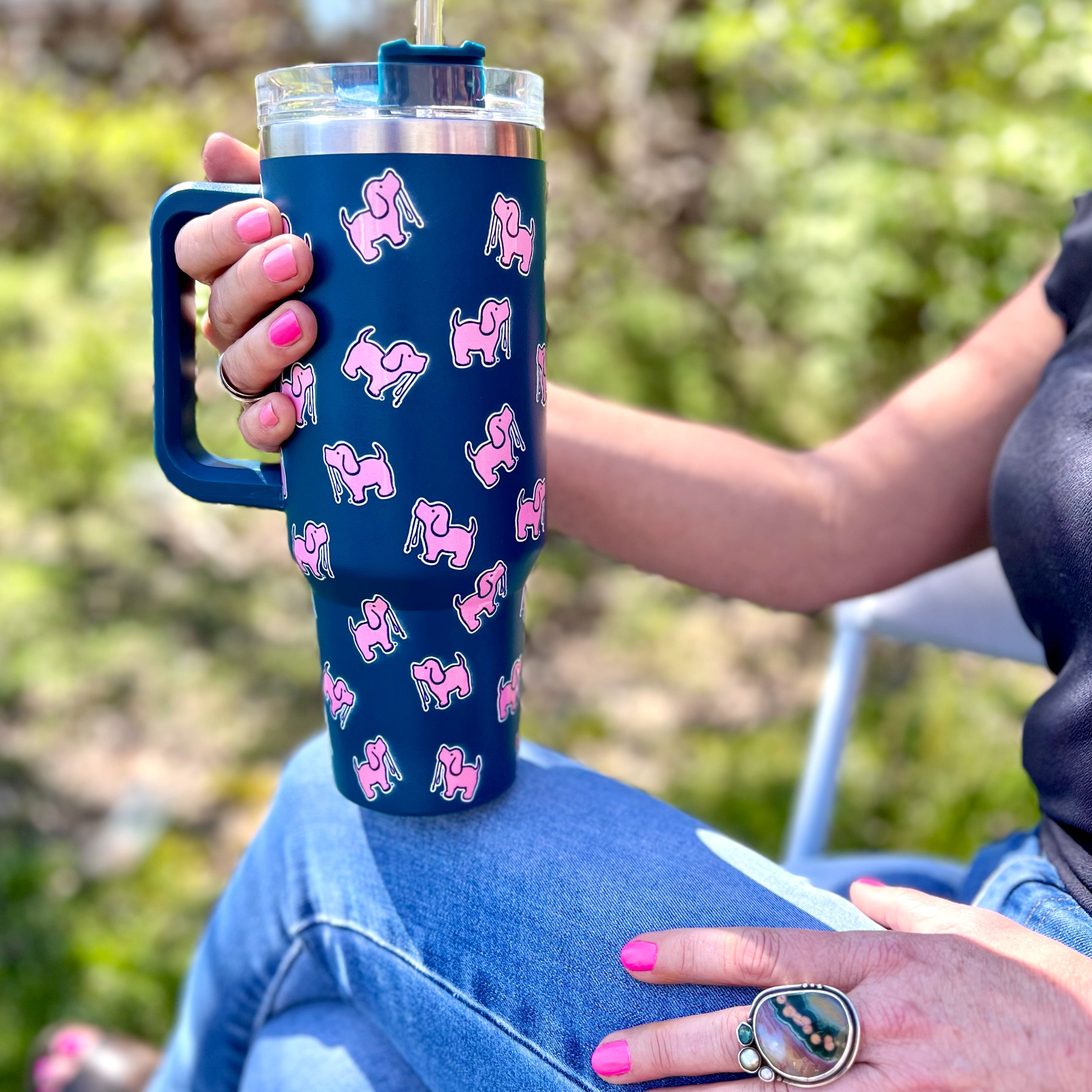 40oz STAINLESS STEEL LOGO TUMBLER, NAVY