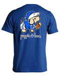 WHITE AND BLUE MASCOT PUP