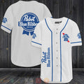FASHION Pabst Blue Ribbon Beer White Baseball Jerseys Botton Shirt