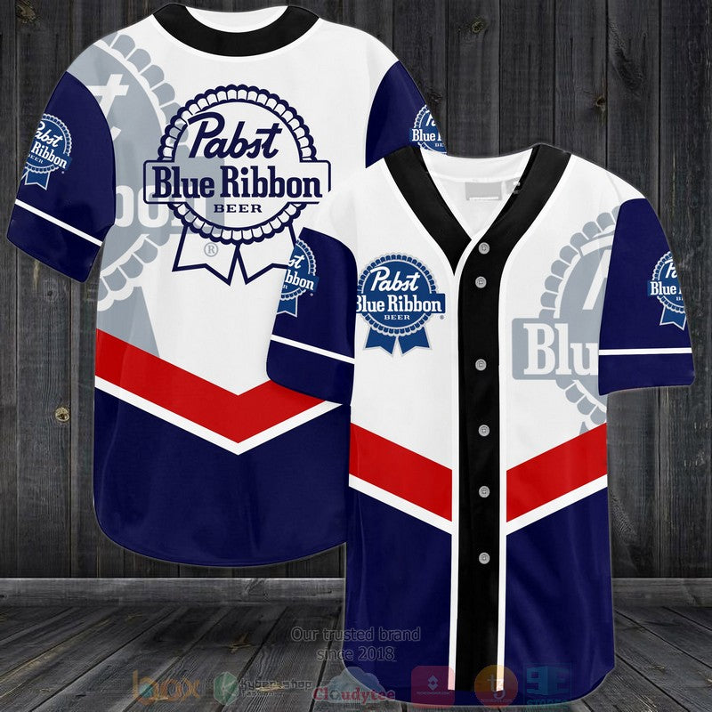 Pabst Blue Ribbon Beer white red blue Baseball shirt