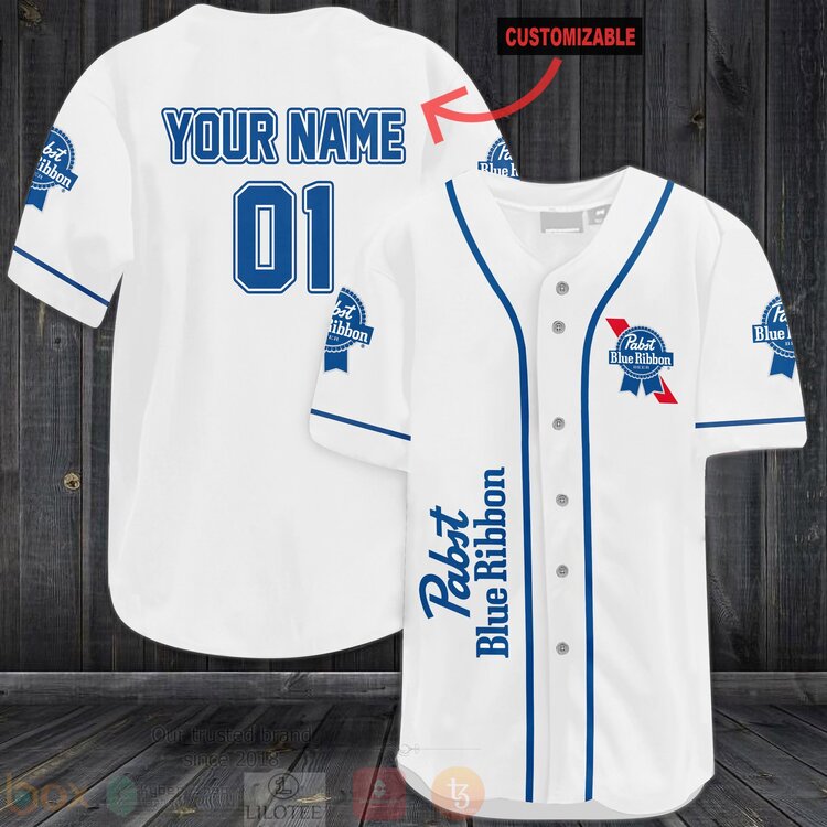FASHION Pabst Blue Ribbon Personalized Baseball Jerseys Botton Shirt