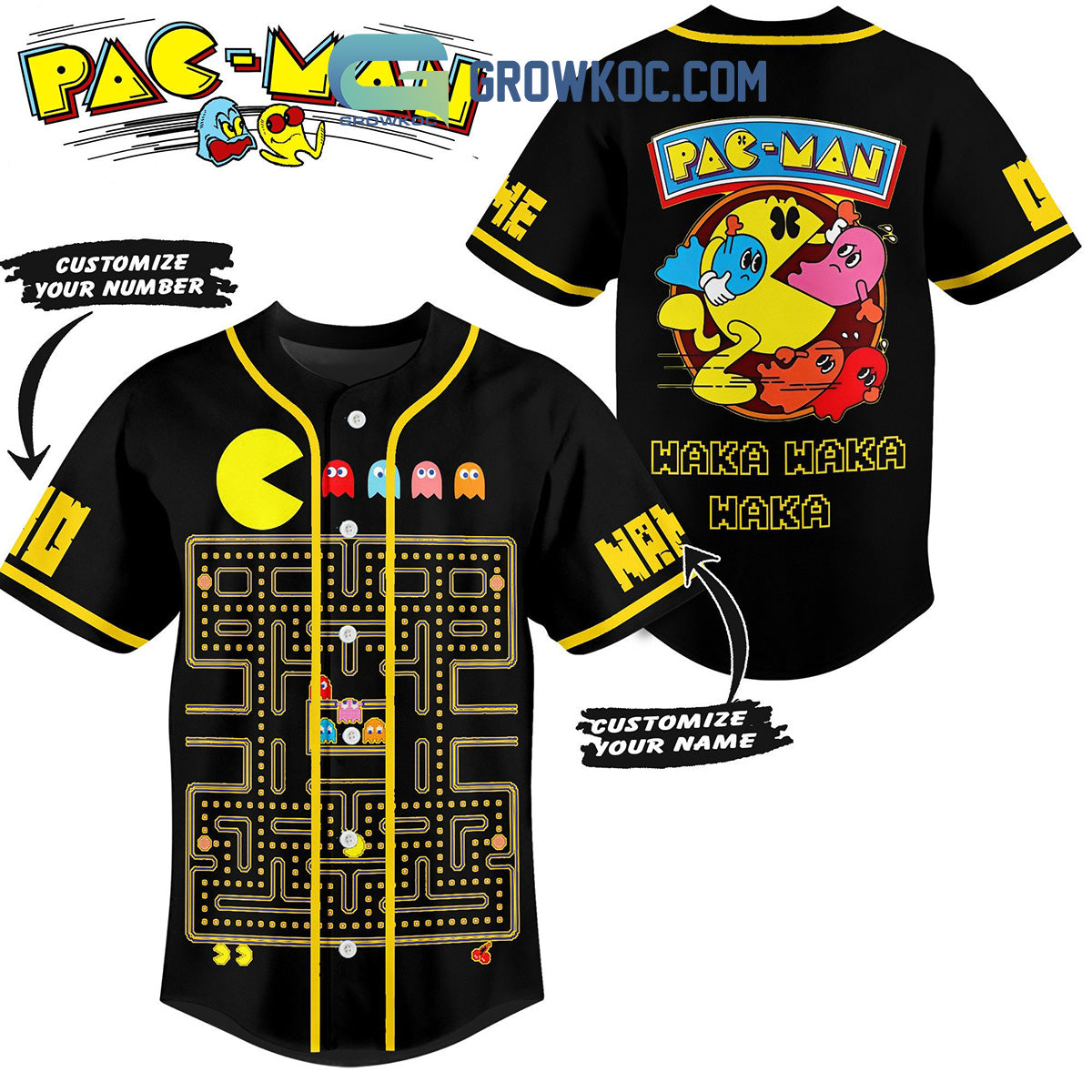 Pac-man Waka Waka Personalized Baseball Jersey