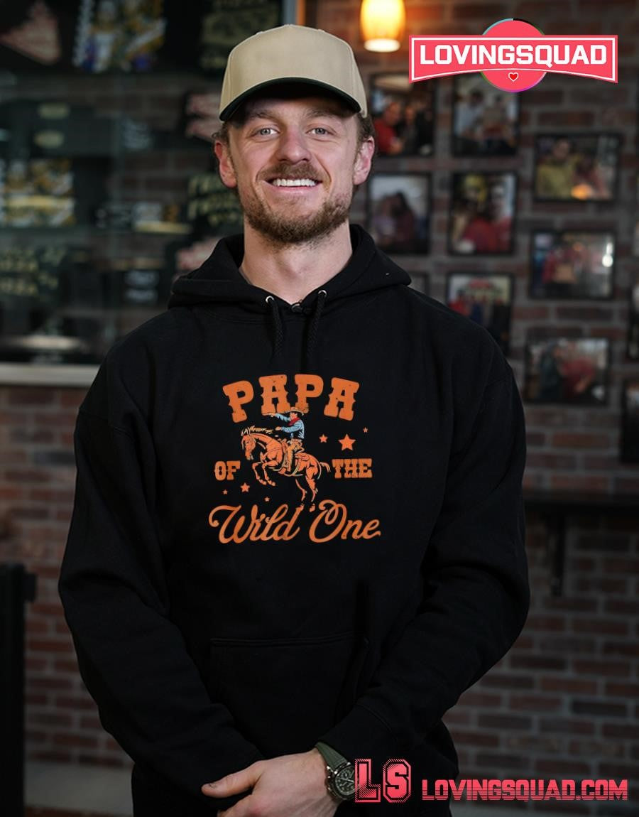 Papa of The Wild One Cowboy Western Rodeo Party Matching T-Shirt