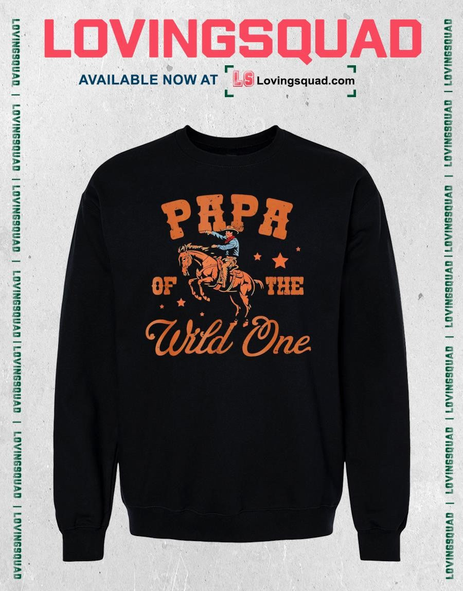 Papa of The Wild One Cowboy Western Rodeo Party Matching T-Shirt