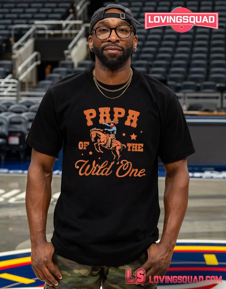 Papa of The Wild One Cowboy Western Rodeo Party Matching T-Shirt