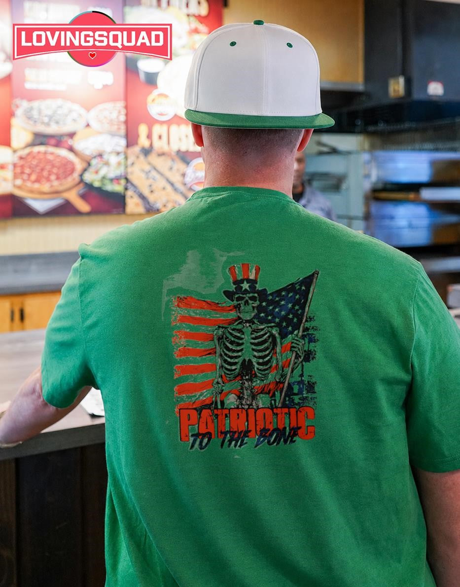 Patriotic to the Bone Skeleton with American Flag shirt