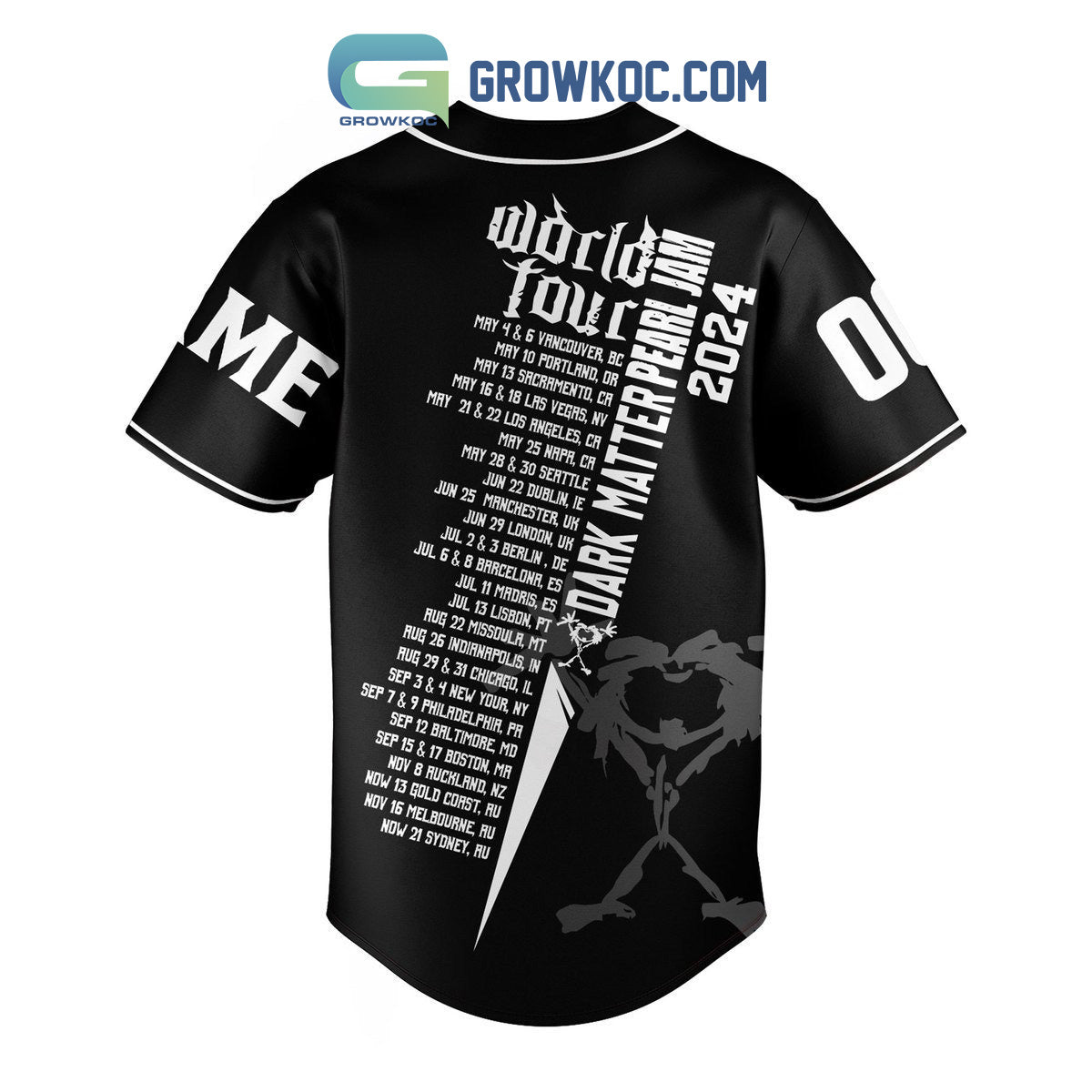 Pearl Jam Dark Matter World Tour 2024 Personalized Baseball Jersey