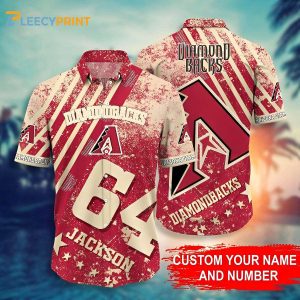 Personalized Arizona Diamondbacks Grunge Stripe American Flag Pattern MLB Hawaiian Shirt