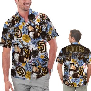 Personalized Funny San Diego Padres Tropical Floral America Flag - Padres Hawaiian Shirt