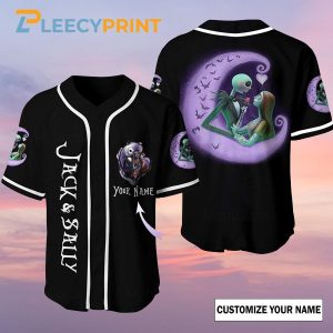 Personalized Jack And Saly Baseball Jersey, Custom Jack And Saly Couple, Nightmare Before Christmas Jersey