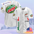 Personalized Mountain Dew Mtn Dew Soft Drink White Baseball Jersey