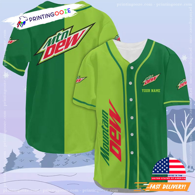 Personalized Mtn Dew PepsiCo Green Baseball Jersey