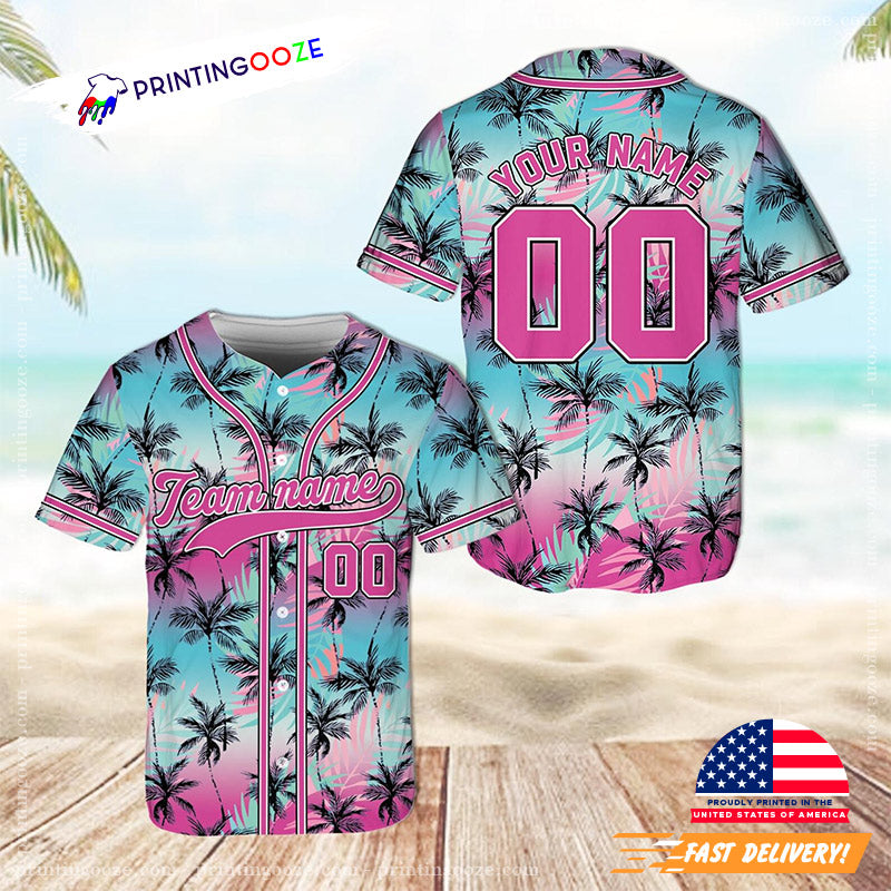 Personalized Tropical Palm Trees Miami Vibe Baseball Jersey