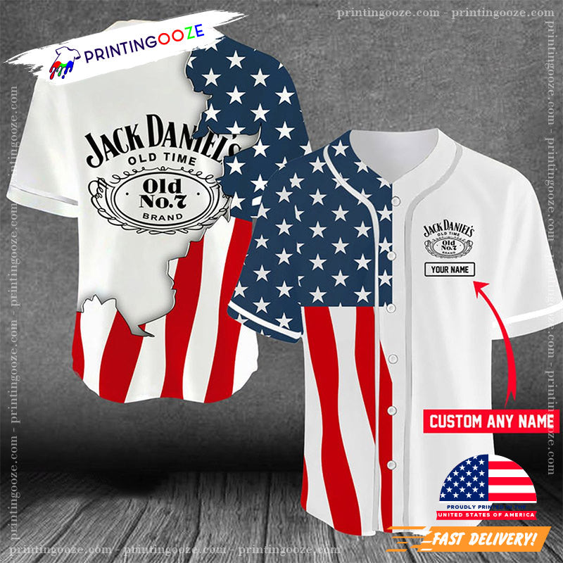 Personalized US Flag Jack Daniels Baseball Jersey