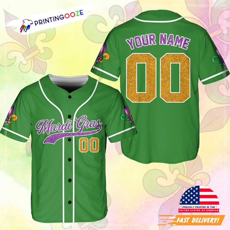 Personalized Carnival Mardi Gras Baseball Jersey No.4