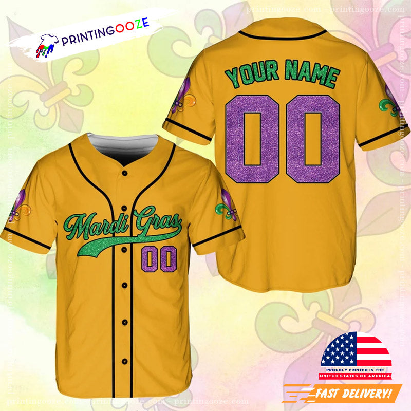 Personalized Carnival Mardi Gras Baseball Jersey No.5