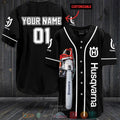 Personalized Husqvarna Chainsaws custom black Baseball shirt