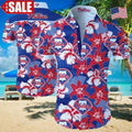 Philadelphia Phillies Logo Red Flower Hawaiian Summer Shirt - Phillies Hawaiian Shirt