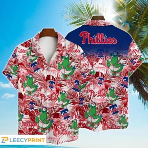 Philadelphia Phillies MLB Mascot And Hibiscus Pattern Hawaiian Shirt - Phillies Hawaiian Shirt