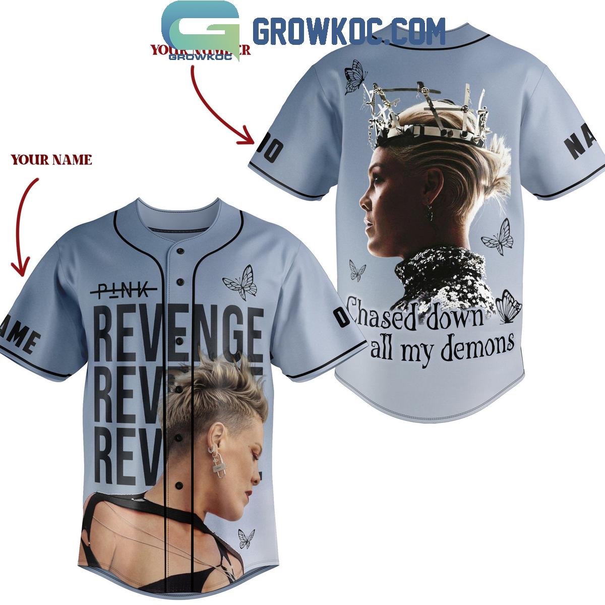 Pink Revenge Chased Down All My Demons Personalized Baseball Jersey