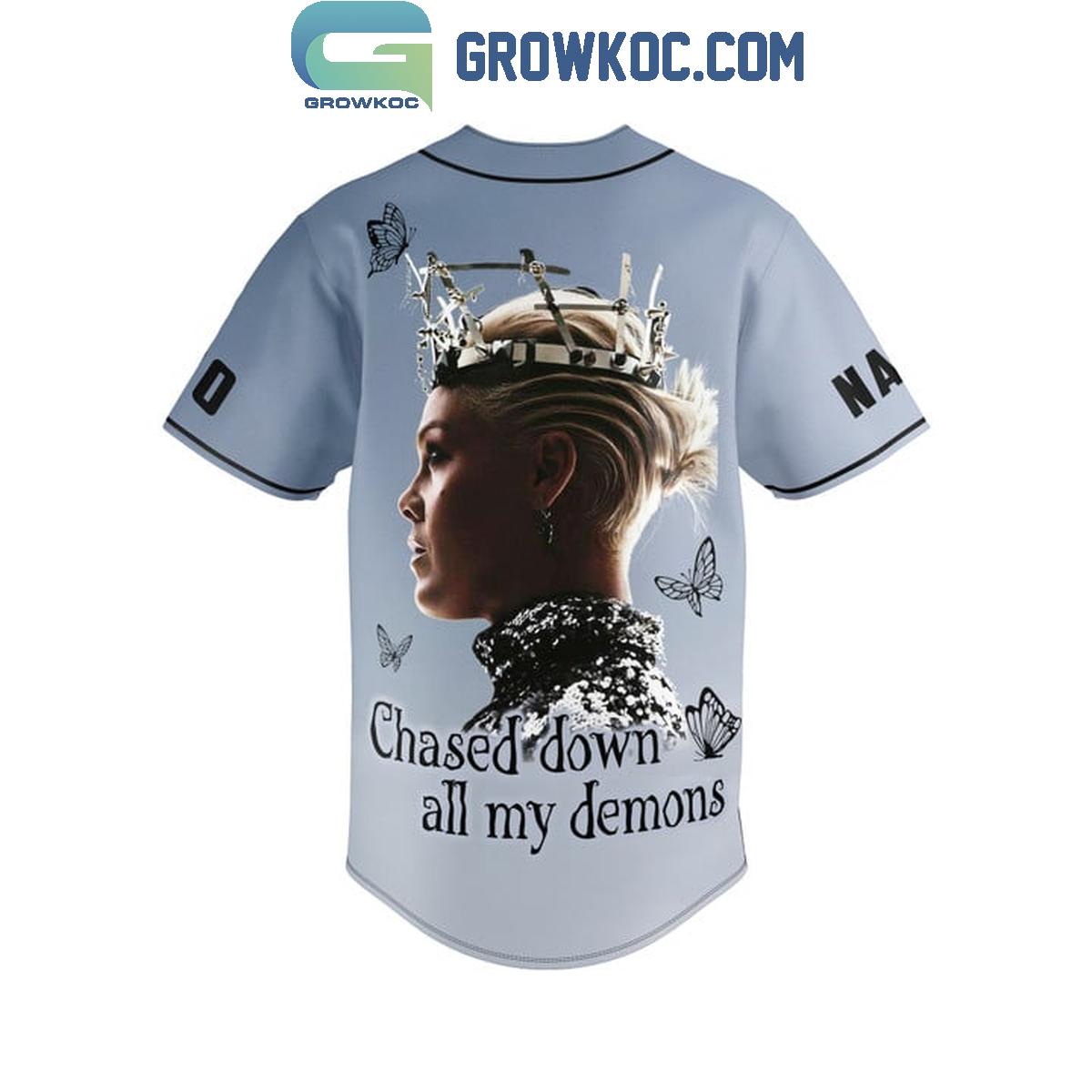 Pink Revenge Chased Down All My Demons Personalized Baseball Jersey