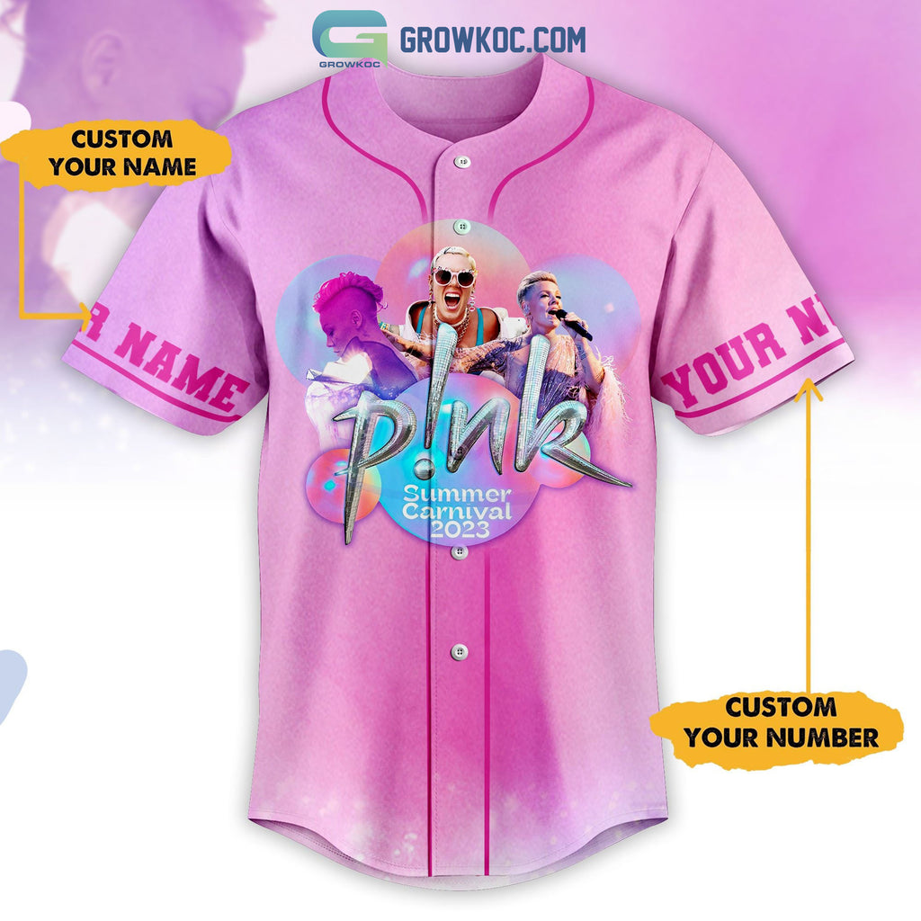 Pink Summer Carnival 2023 Tour Pink Design Personalized Baseball Jersey