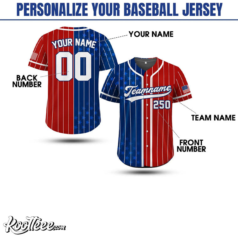 Pinstripe 250th America Anniversary 4th Of July Custom Baseball Jersey