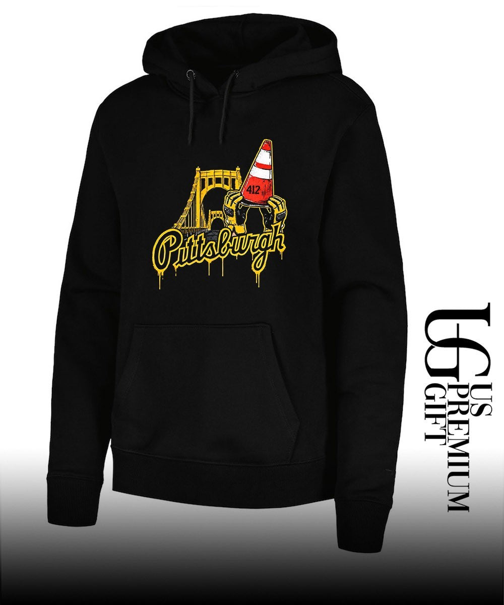 Pittsburgh Pirates 412 City of Bridges Construction Worker Hands Traffic Cone shirt
