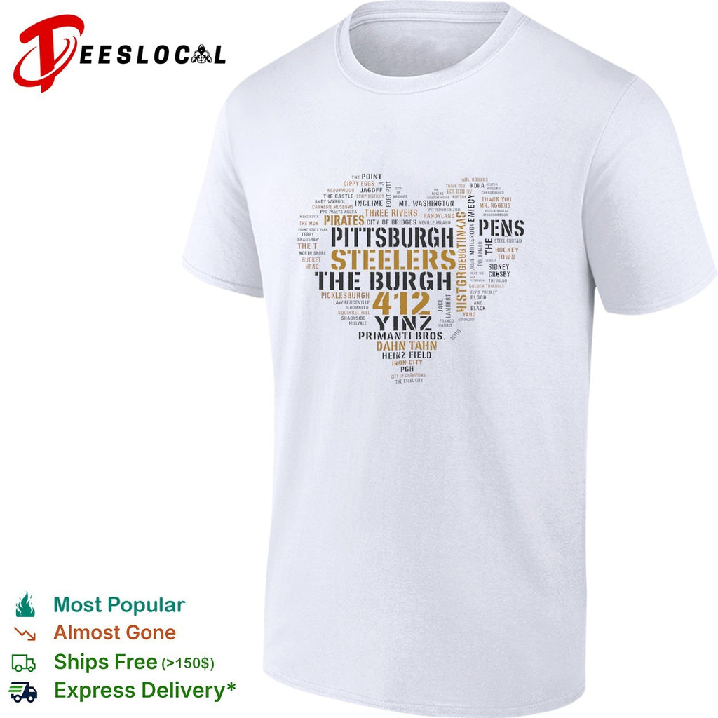 Pittsburgh heart word cloud shirt