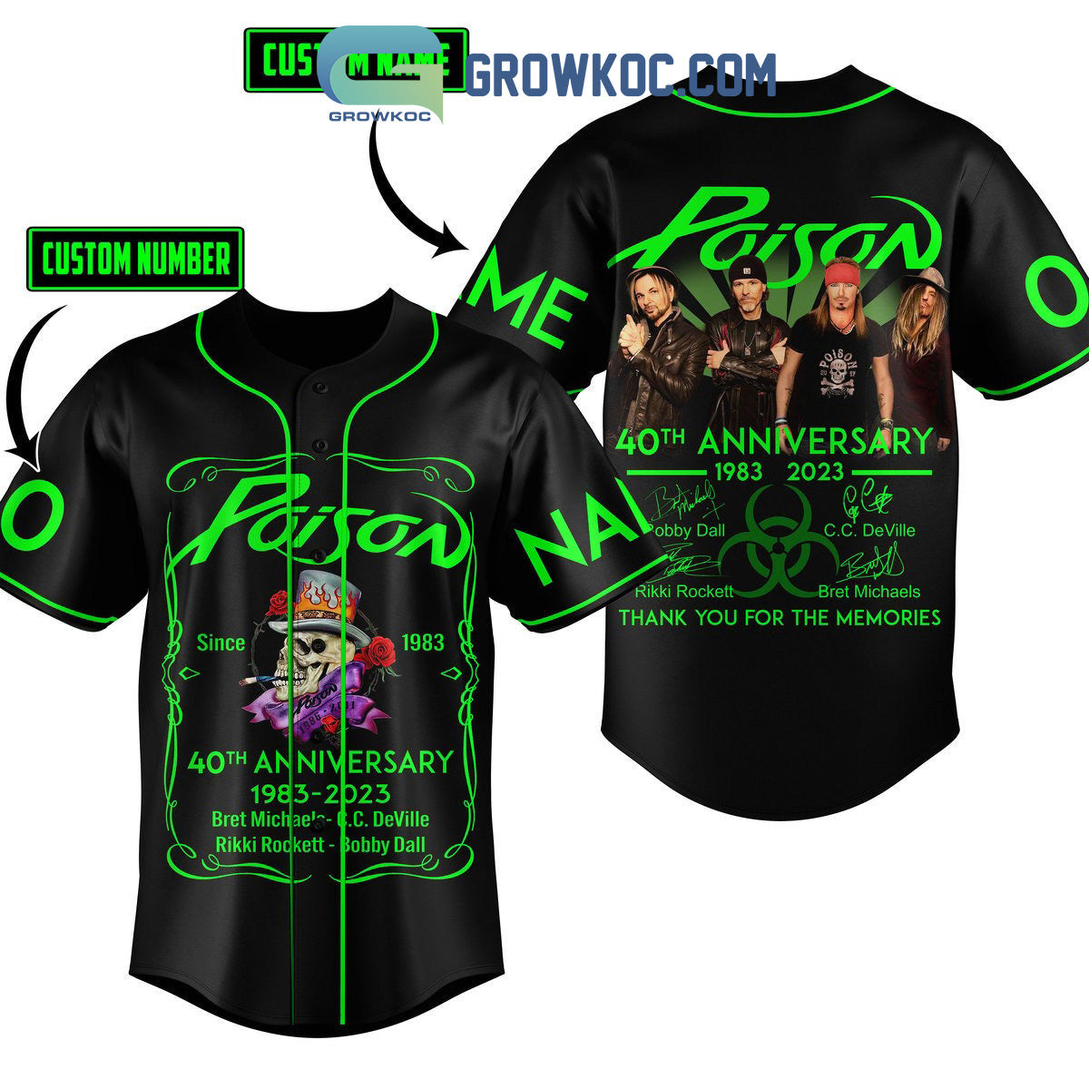 Poison 40th Anniversary 1983 2023 Memories Personalized Baseball Jersey