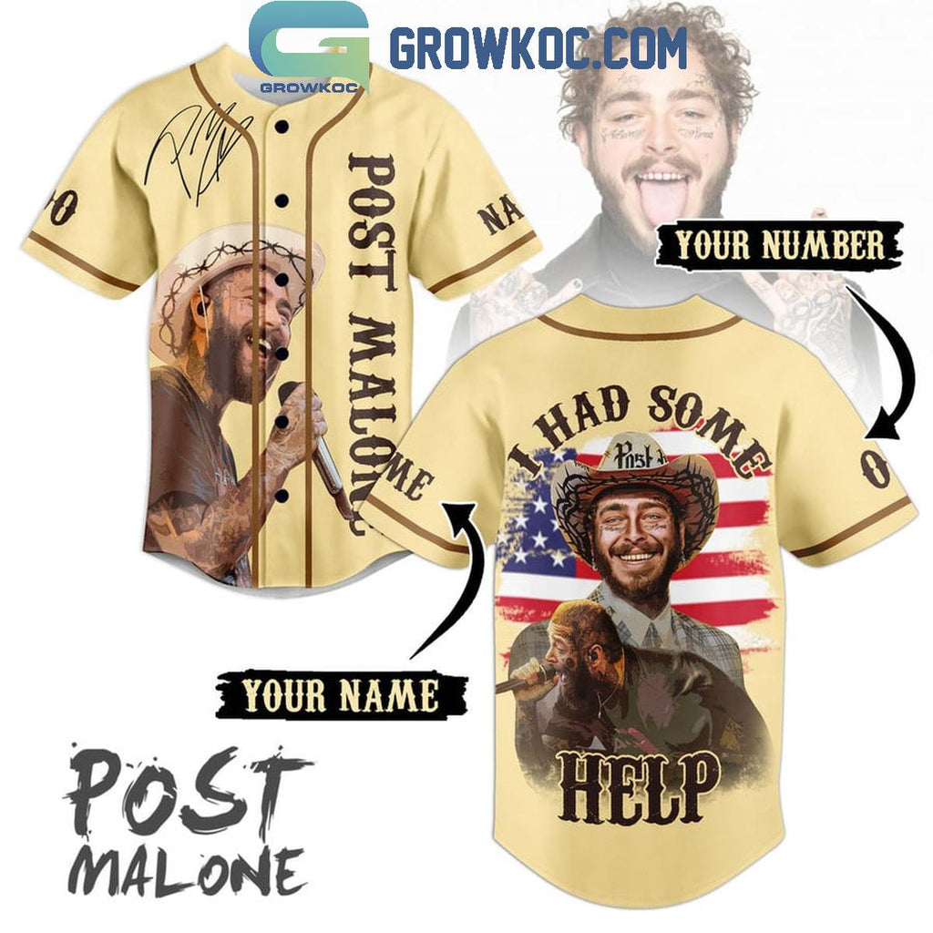 Post Malone Poets I Had Some Help Personalized Baseball Jersey