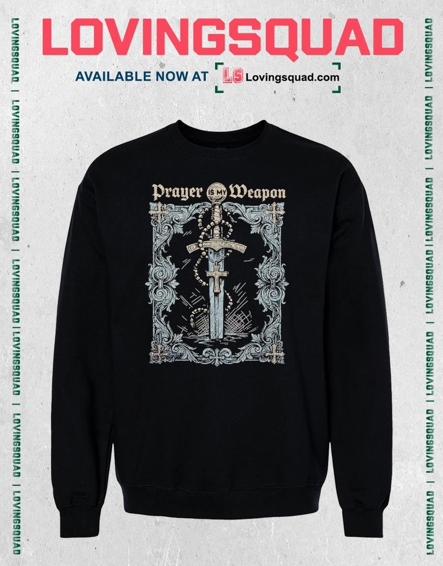 Prayer Is My Weapon Religious Sword and Rosary T-shirt