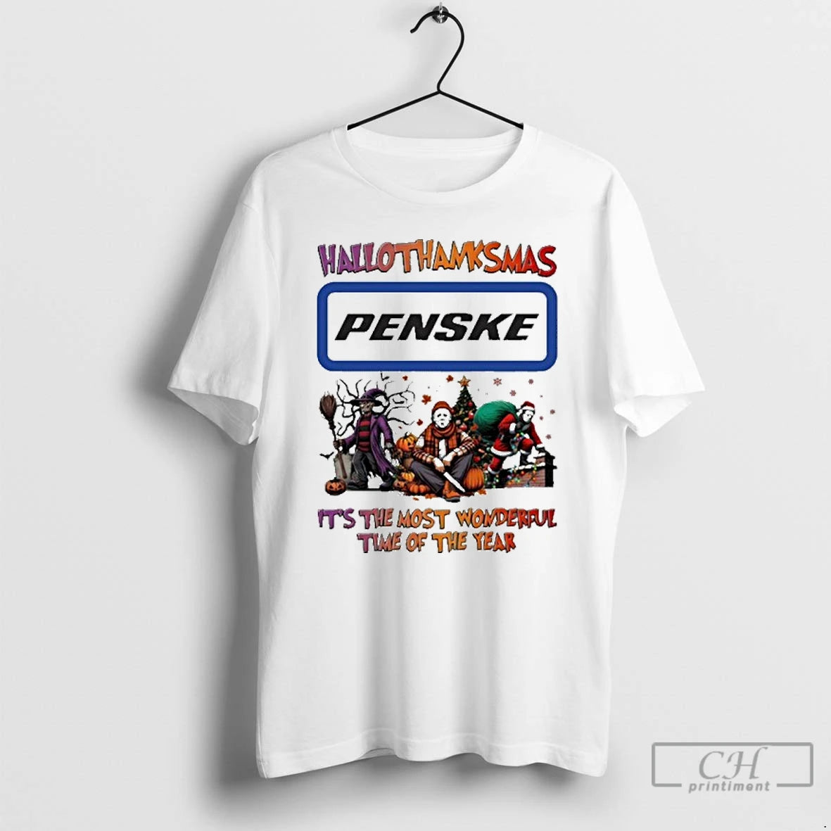 Premium 2025 Penske Logo Hallothanksmas Horror Film Its The Most Wonderful Time Of The Year T-Shirts, Hoodie, Sweatshirt