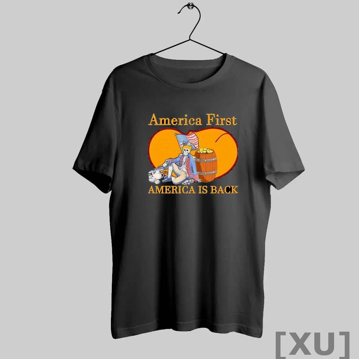 Premium America First America Is Back Skeleton Patriot Sitting T Shirts Hoodie, Sweatshirt | InkRitualCo.com